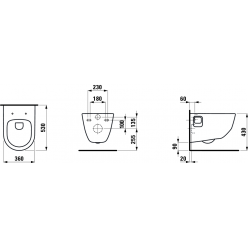 Унитаз подвесной Laufen Pro Rimless 8.2096.4.400.000.1  с углублениями для крепления по бокам и покрытием LCC