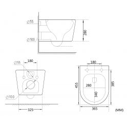 Инсталляция AlcaPlast AM101/1120 + клавиша смыва M570 (белая) + унитаз подвесной Roxen Simple