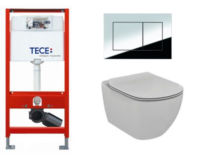Система инсталляции TECE base kit 9400412 с кнопкой и подвесным унитазом Ideal Standard Tesi Aquablade