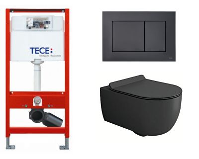 Система инсталляции TECEbase kit 9400407 с кнопкой и подвесным унитазом Bocchi V-Tondo Compacto 