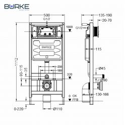 Комплект инсталляции BURKE MOD1 с клавишей белый/хром [200.09.WH]