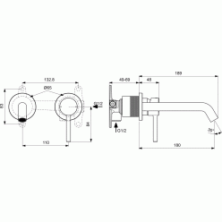 Смеситель для умывальника Ideal Standard Ceraline A6938AA+A1313NU встраиваемый с внутренней частью в комплекте