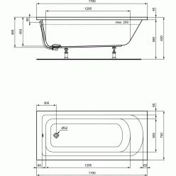 Акриловая ванна Ideal Standard Hotline 170x70