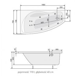 Акриловая ванна Poolspa Nicole 150x90 L с ножками PWANM10ZN000000