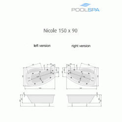 Акриловая ванна Poolspa Nicole 150x80 L с ножками PWAOC10ZN000000