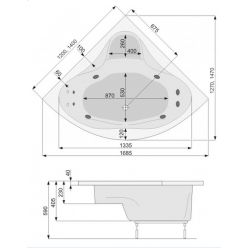 Акриловая ванна Poolspa Francja 140x140 с ножками PWS3210ZN000000