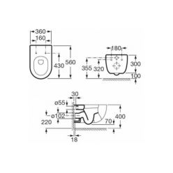 Подвесной унитаз Roca Meridian A34624L000 Rimless безободковый