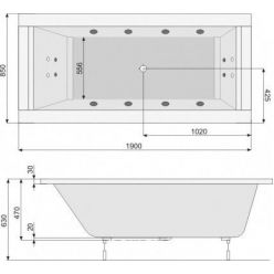 Акриловая ванна Poolspa Windsor 190x85 с ножками PWPNN10ZN000000