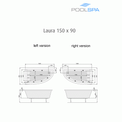 Акриловая ванна Poolspa Laura 150x90 L с ножками PWANW10ZN000000
