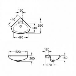 Умывальник Roca Estudio Angular 62x52 325200001