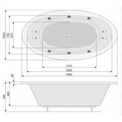 Акриловая ванна Poolspa Aura 190x100 с ножками PWR7810ZN000000