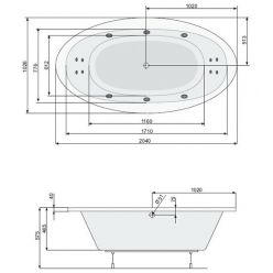 Акриловая ванна Poolspa Aura 204x103 с ножками PWRVO10ZN000000