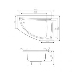 Акриловая ванна Poolspa Aquamarina 175x100 R с ножками PWAI510ZN000000