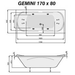 Акриловая ванна Poolspa Gemini 170x80 с ножками PWPD810ZN000000