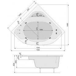 Акриловая ванна Poolspa Klio Sym 140x140 с ножками PWS3610ZN000000