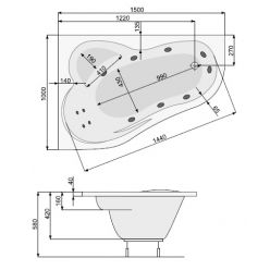 Акриловая ванна Poolspa Leda 150x100 R с ножками PWAE410ZN000000