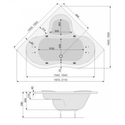 Акриловая ванна Poolspa Persja 150x150 с ножками PWSH610ZN000000