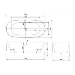Ванна из искусственного камня Roxen Kleo 170x78