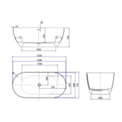 Ванна из искусственного камня Roxen Terra 150x72
