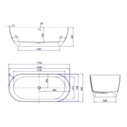 Ванна из искусственного камня Roxen Terra 170x78