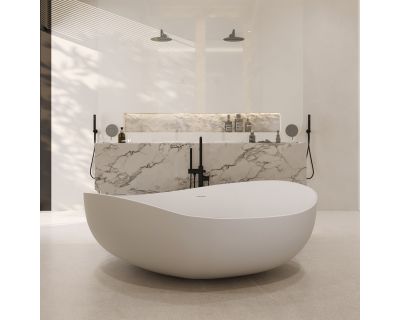 Ванна из искусственного камня ABBER Stein AS9639 белая матовая