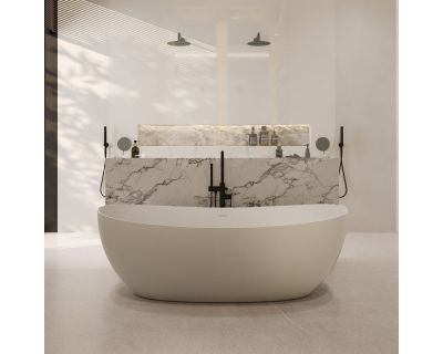 Ванна из искусственного камня ABBER Stein AS9615-1.6 белая матовая