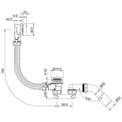 Сифон для ванны Roxen R70A-G полуавтомат брашированное золото