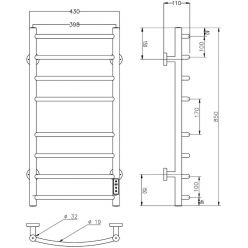 Полотенцесушитель Roxen Santi 43x85 электрический, черный
