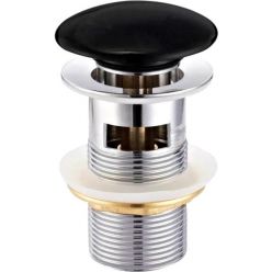 Донный клапан Roxen P01B black с переливом черный глянцевый