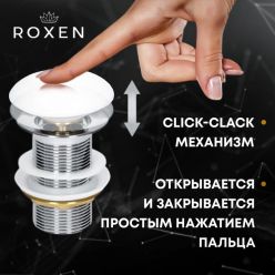 Донный клапан Roxen P01B black с переливом черный глянцевый
