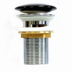 Донный клапан Roxen P01B black с переливом черный глянцевый