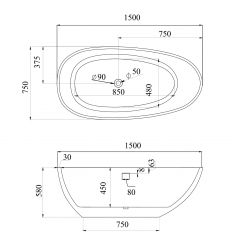 Акриловая ванна ABBER AB9356-1.5 белая