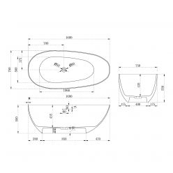 Ванна из искусственного камня ABBER Stein AS9611-1.6 белая матовая