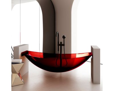 Прозрачная ванна ABBER Kristall AT9704Rubin подвесная красная