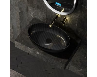 Раковина накладная карбоновая ABBER Karbon AK2041 черная