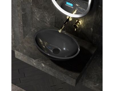 Раковина накладная карбоновая ABBER Karbon AK2042 черная