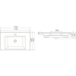 Умывальник мебельный CeraStyle Arte 75x45 белый