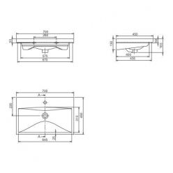  Умывальник Elite 70х45 мебельный/подвесной без крепления, белый, VB032K42U00