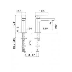 Смеситель для раковины OLE однорычажный без донного клапана 3/8, матовый черный