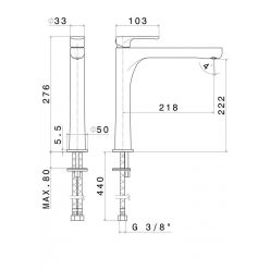 Однорычажный смеситель для раковины OLE высокий без донного клапана хром