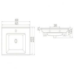 Умывальник мебельный CeraStyle Arte 65x45 белый