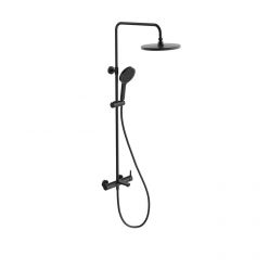 Душевая колонна FONTE на 3 потока с фиксированным изливом и механическим смесителем, черный матовый