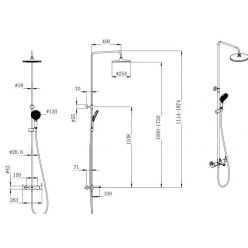 Душевая колонна FONTE на 3 потока с фиксированным изливом и механическим смесителем, хром 