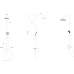 Душевая колонна FONTE на 3 потока с пов.изливом и механическим смесителем, черный матовый