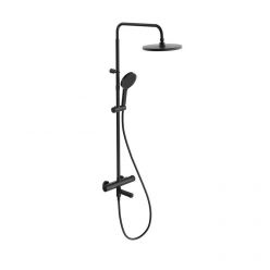 FO.302.KM.BLK.M Душевая колонна FONTE на 3 потока с пов.изливом с термостатическим смесителем, черны