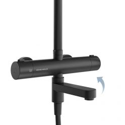 FO.302.KM.BLK.M Душевая колонна FONTE на 3 потока с пов.изливом с термостатическим смесителем, черны