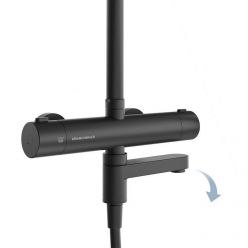 FO.302.KM.BLK.M Душевая колонна FONTE на 3 потока с пов.изливом с термостатическим смесителем, черны