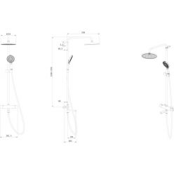FO.302.KM.BLK.M Душевая колонна FONTE на 3 потока с пов.изливом с термостатическим смесителем, черны