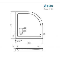 Угловой душевой поддон Axus Rondo 90x90x5 PR-90