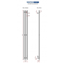 Полотенцесушитель электрический Ростела Слим 3   120х1800/3 с крючками (диммер) хром